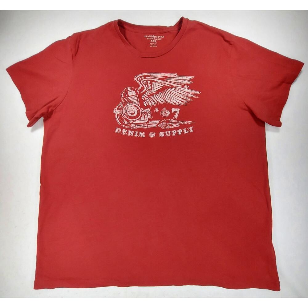 Denim & Supply Ralph Lauren Shirt Mens XXL Red Winged Motorcycle Graphic Tee
